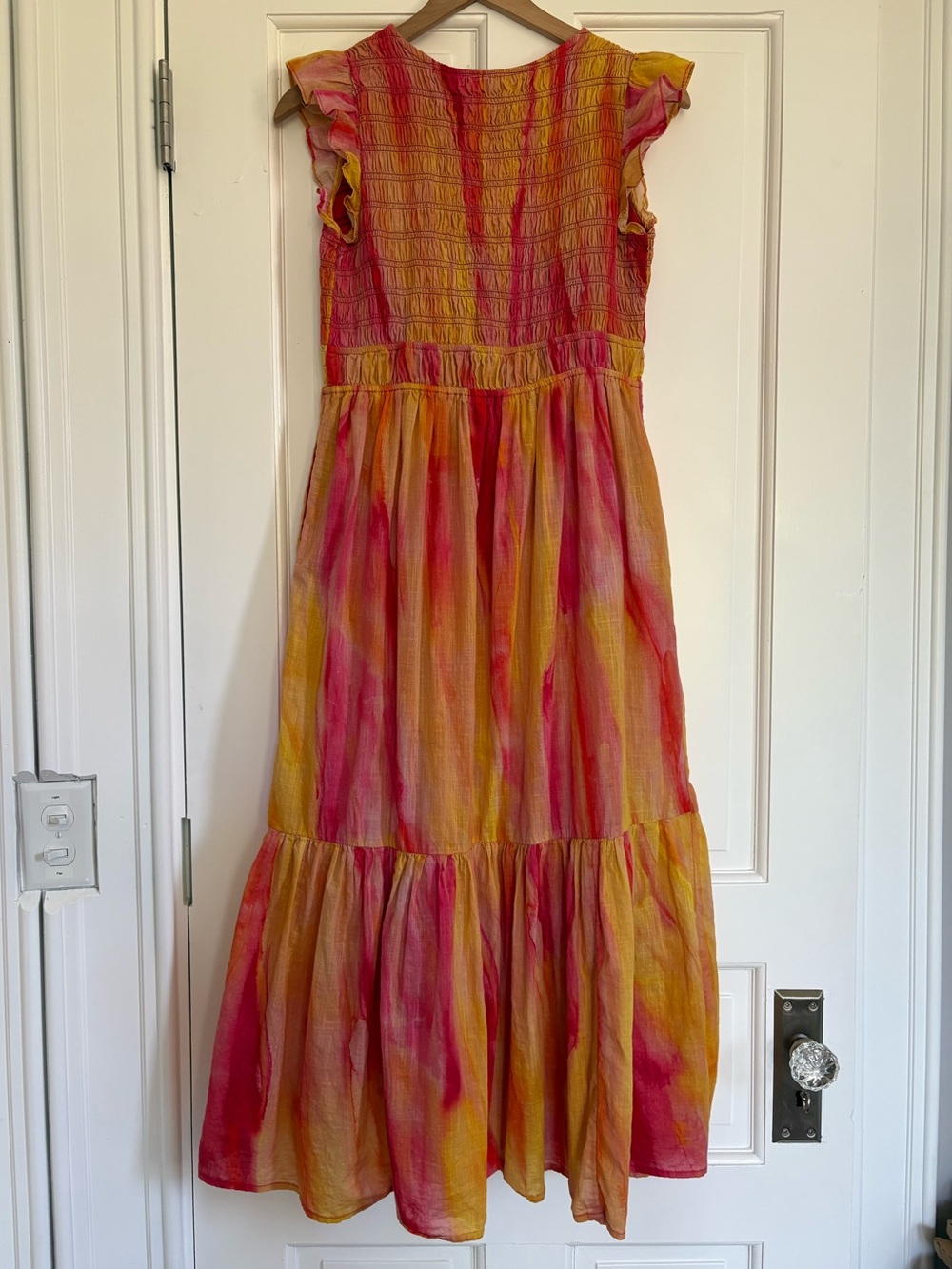 Anthropologie LP The Peregrine Midi Dress Pink Orange Boho Fairy Festival S